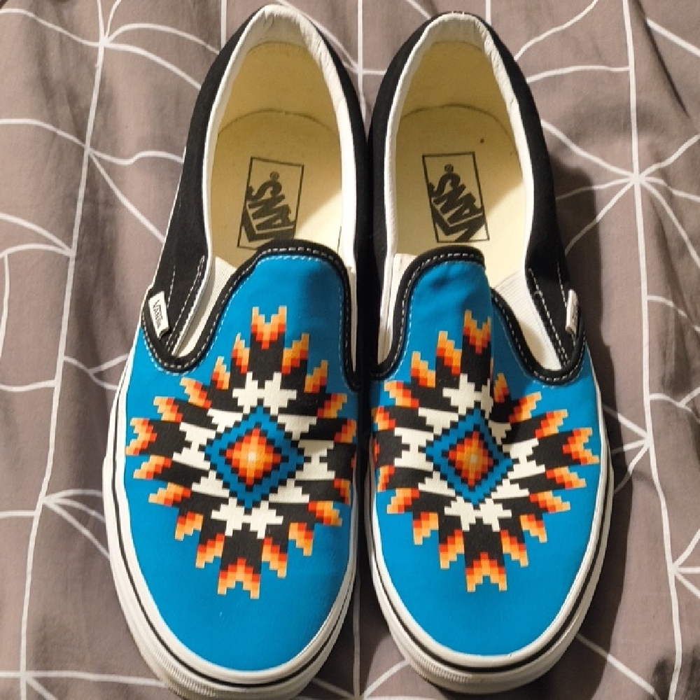 Vans Aztec Blue Black Slip-On Sneakers